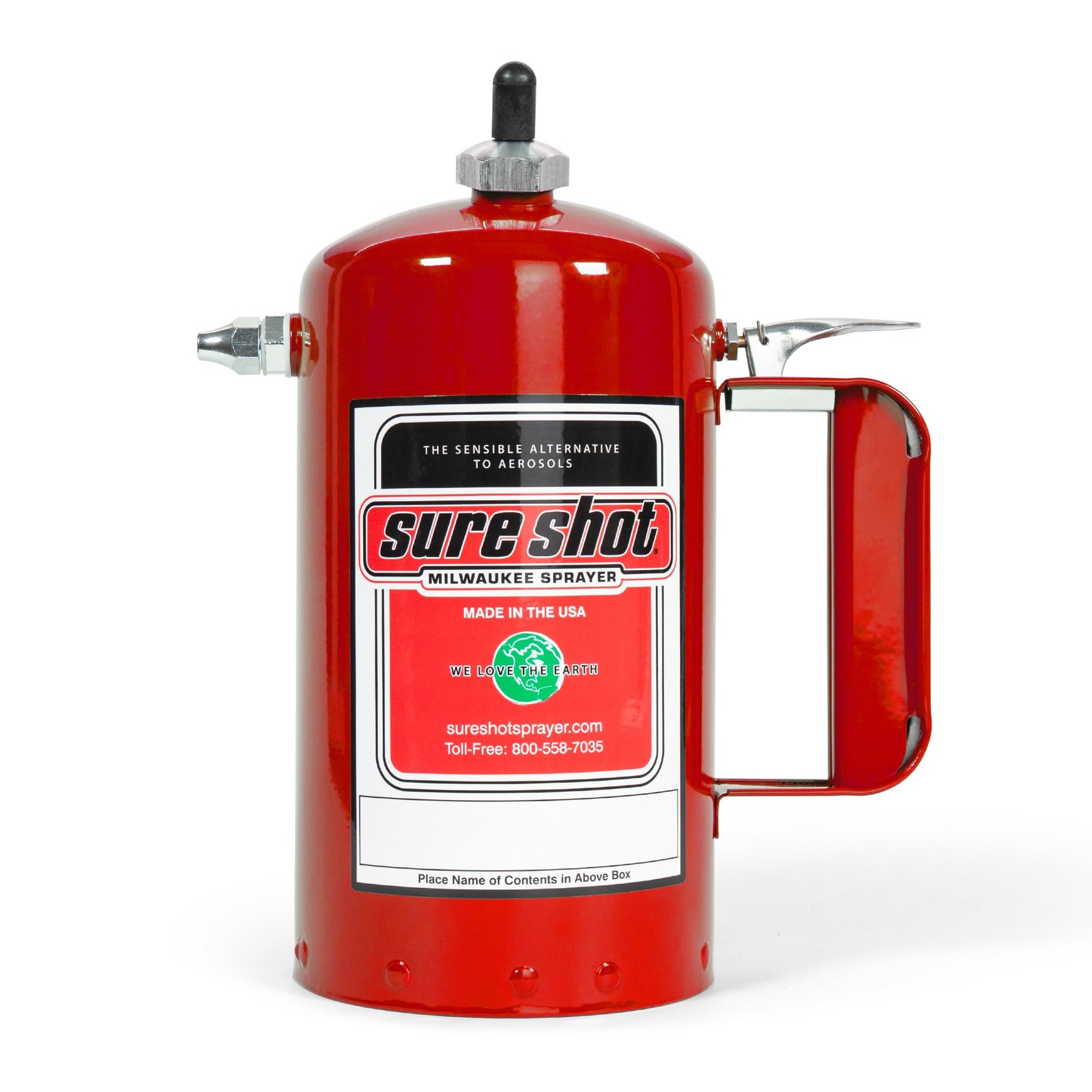 Enameled Steel Sprayer 1 Quart Red - 200 PSI Pressure for Oil, Solvent