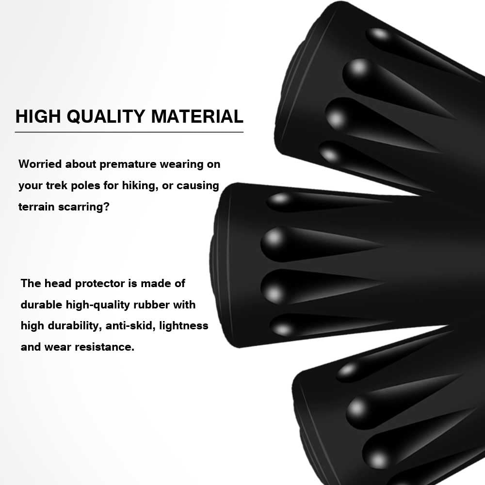 Trekking Pole Tips Protectors Walking Stick Tips, Replacement Rubber Black
