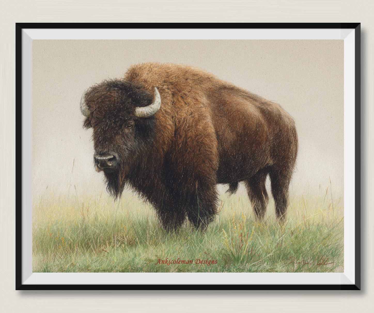 American Bison on the Meadow - Chart Counted Cross Stitch Patterns Needlework