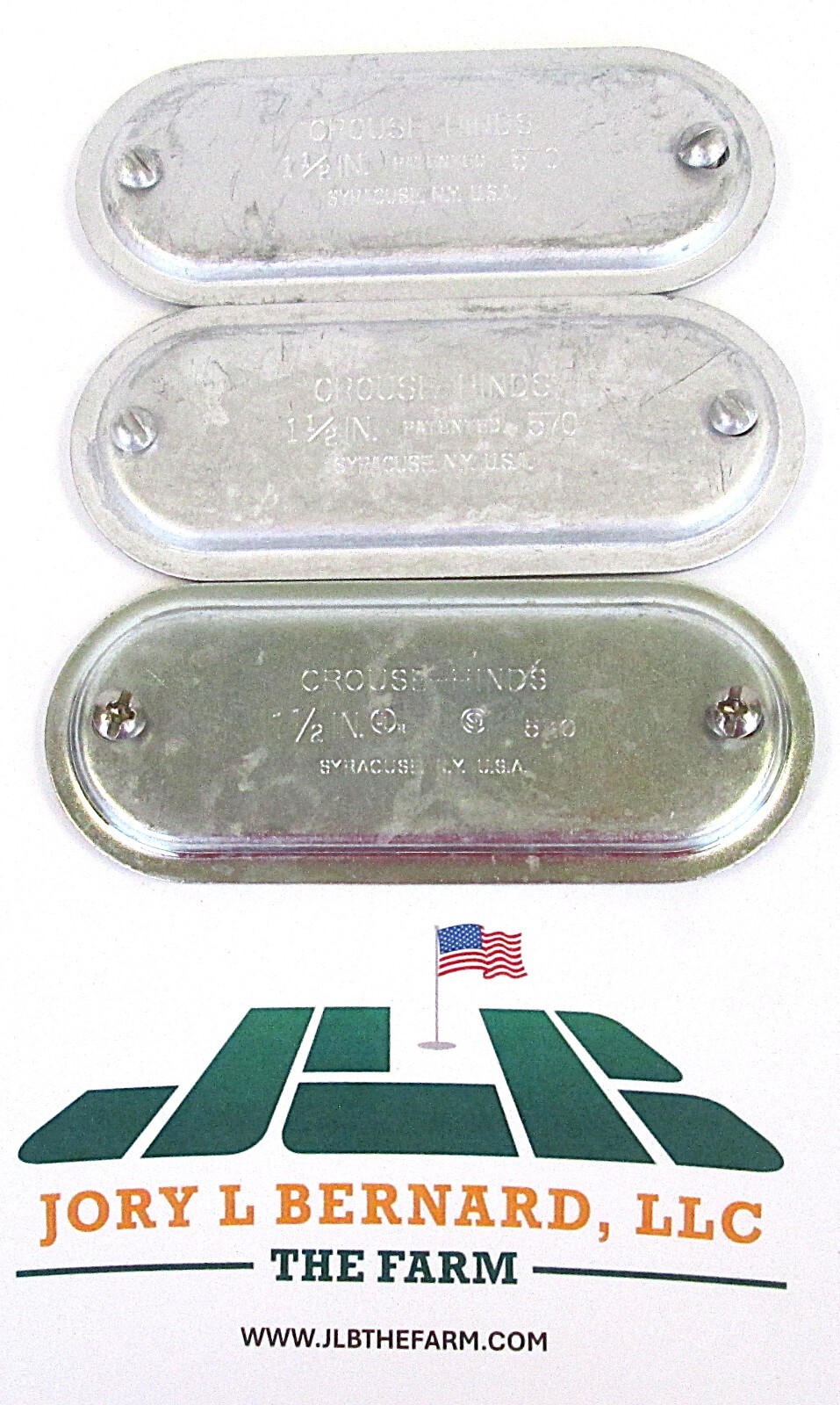 CROUSE-HINDS, 1-1/2", METAL, CONDUIT COVERS, LOT OF 3, SURPLUS