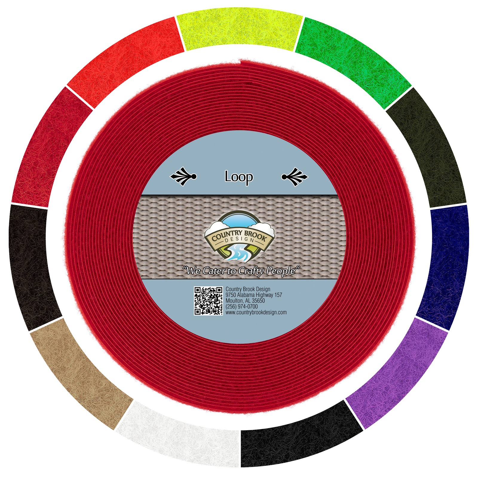 Country Brook Design® Red Sew On Loop Only (2 inch, 10 yards)