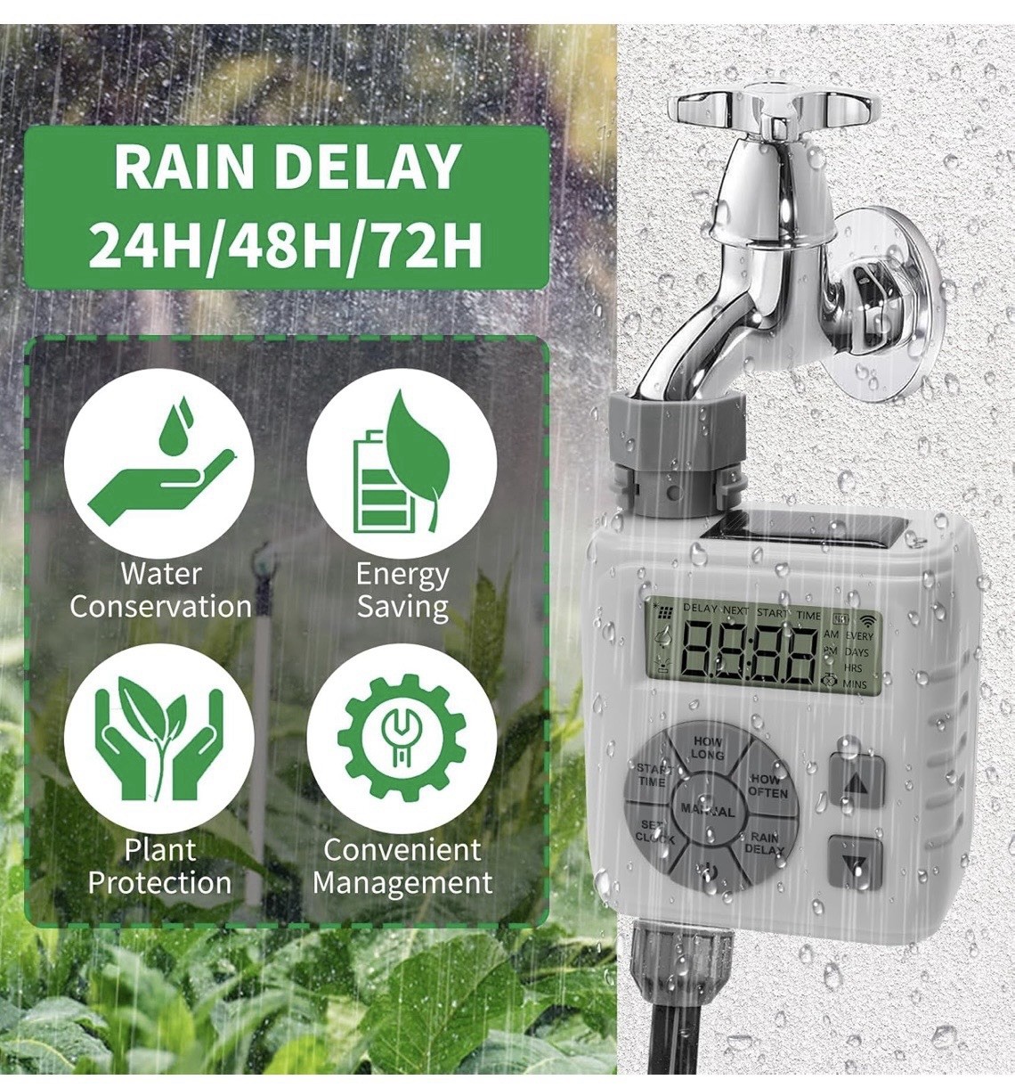 Zuomeng Sprinkler Timer Programmable Irrigation Water Timer Garden Hose Gray