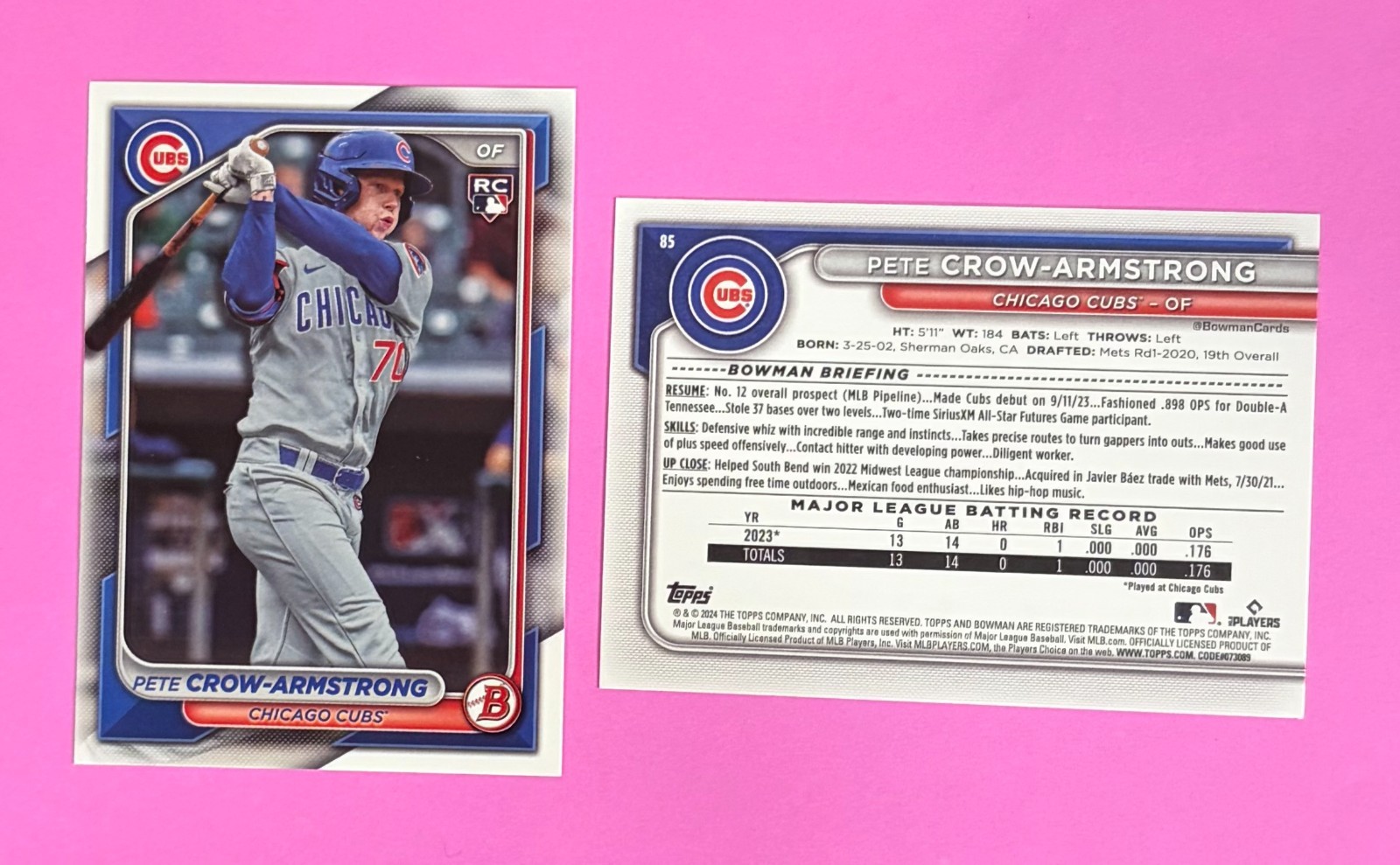 50 card lot of 2024 Bowman Pete Crow-Armstrong RC rookie card - 5 lots available