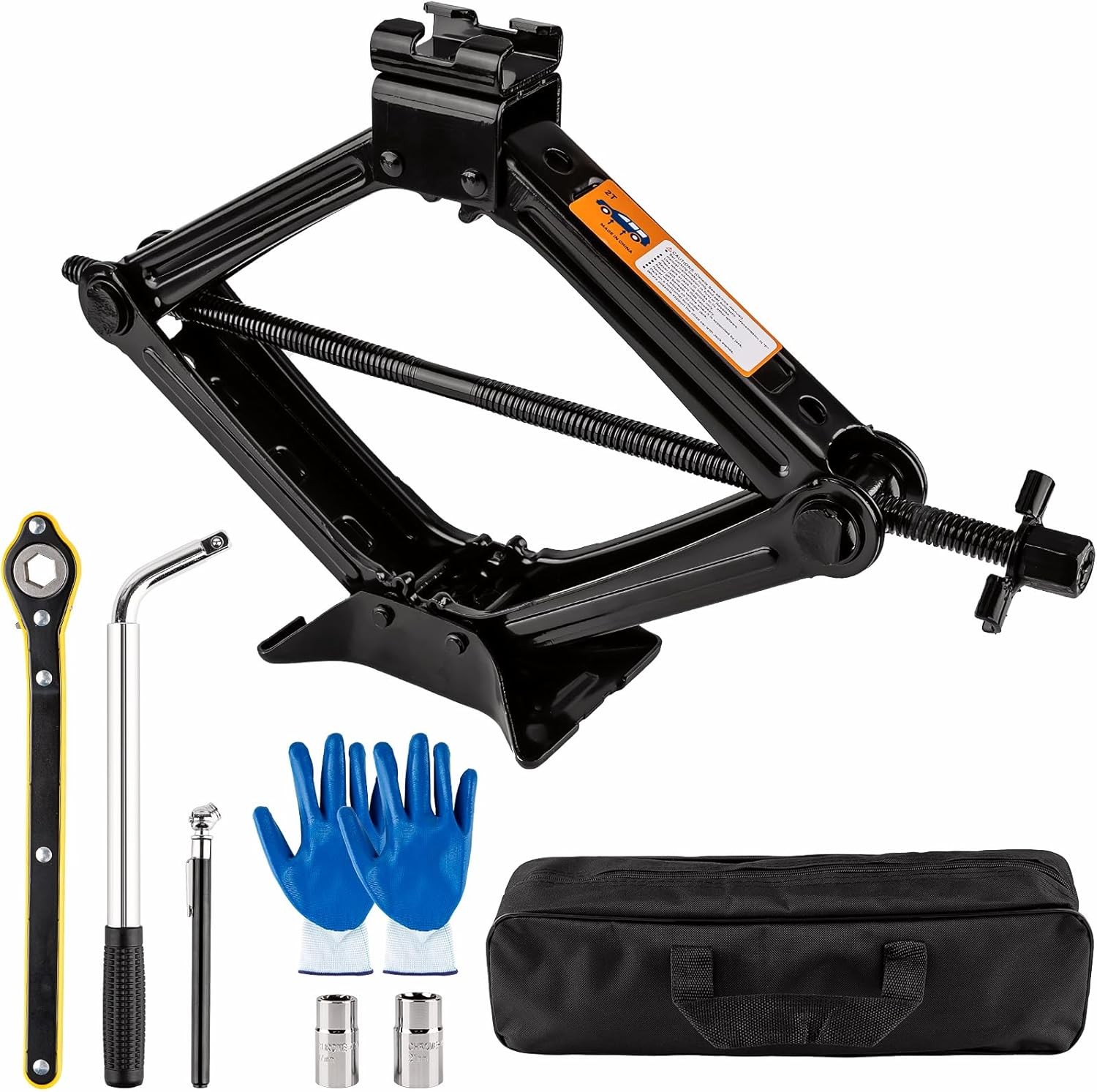 Kit de gato para coche, gato de tijera para coche de 2 toneladas (4409 lb), kit