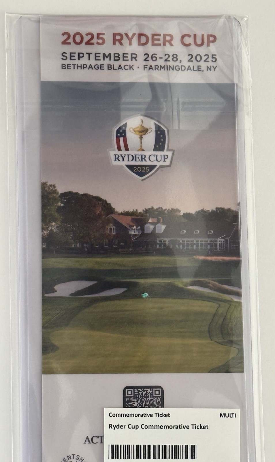 2025 Ryder Cup Ticket commemorative Bethpage Black golf limited edition