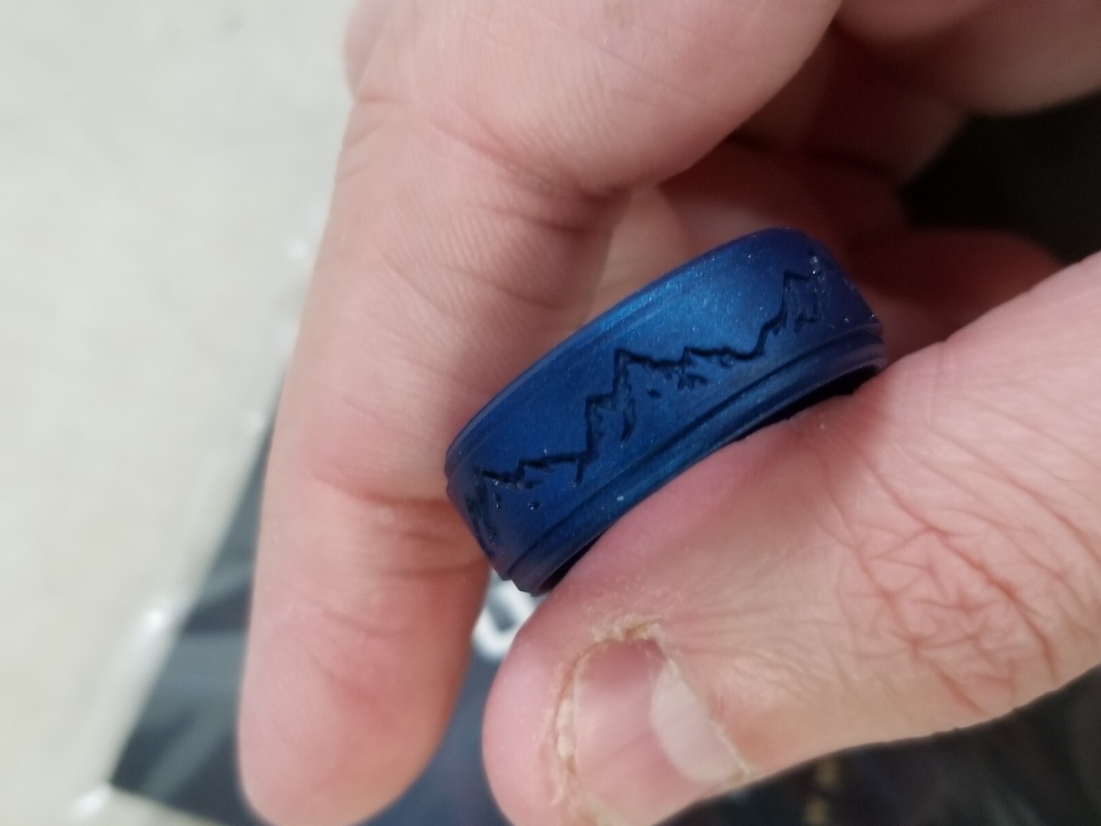 Knot Theory Engraved Silicone Ring - Engraved Mountain Blue - Size 12