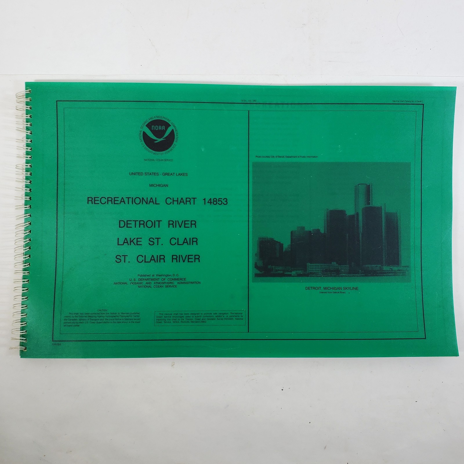 1992 NOAA Recreational Chart 14853 Detroit River Lake St. Clair Michigan Map