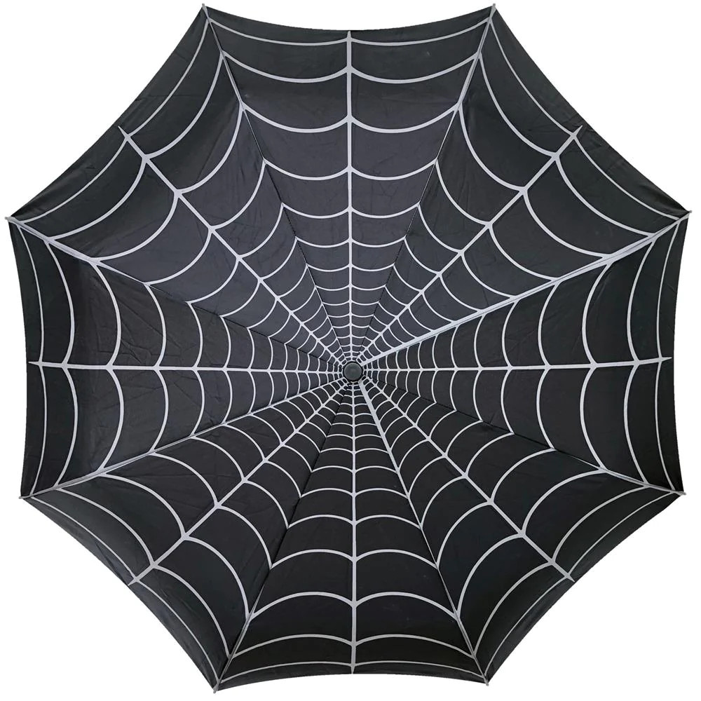 Kreepsville 666 Skull Handle Spiderweb Umbrella