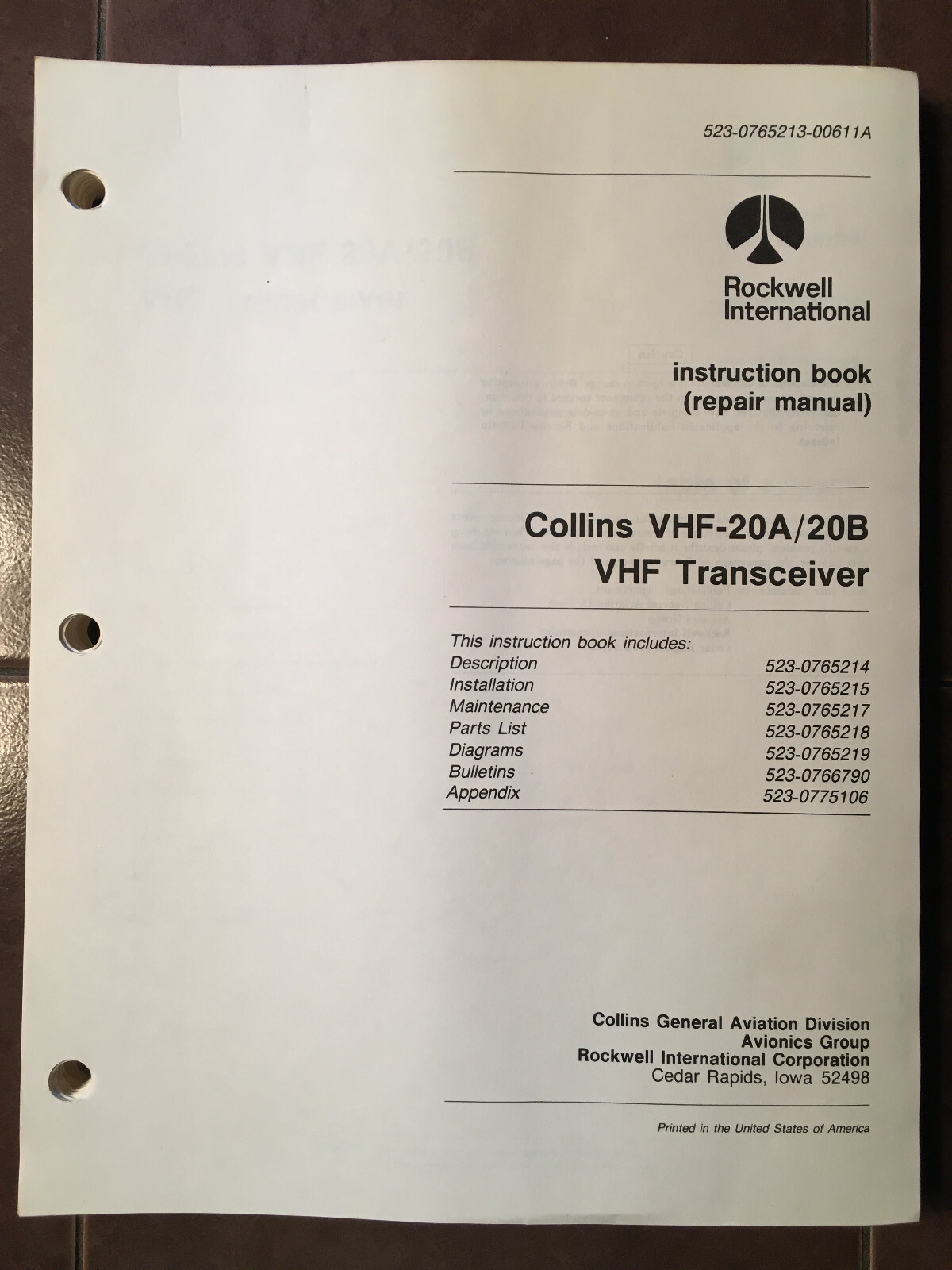 Collins VHF-20A & VHF-20B Service Manual
