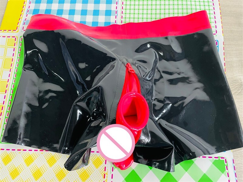 211 Men latex boxer zip hidden two sheath handmade custom made 0.4mm