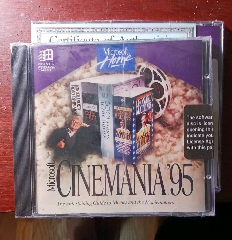 Microsoft Cinemania '95 (CD-ROM, 1994, Windows) NEW MINT SEALED VINTAGE CDROM