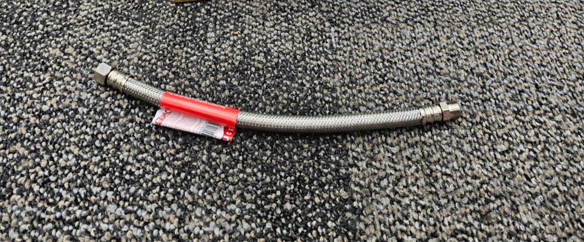 (QTY 5) Aquaflo TFC-112-PP UltraCore Braided SS Faucet Connector 3/8" OD X 12" L