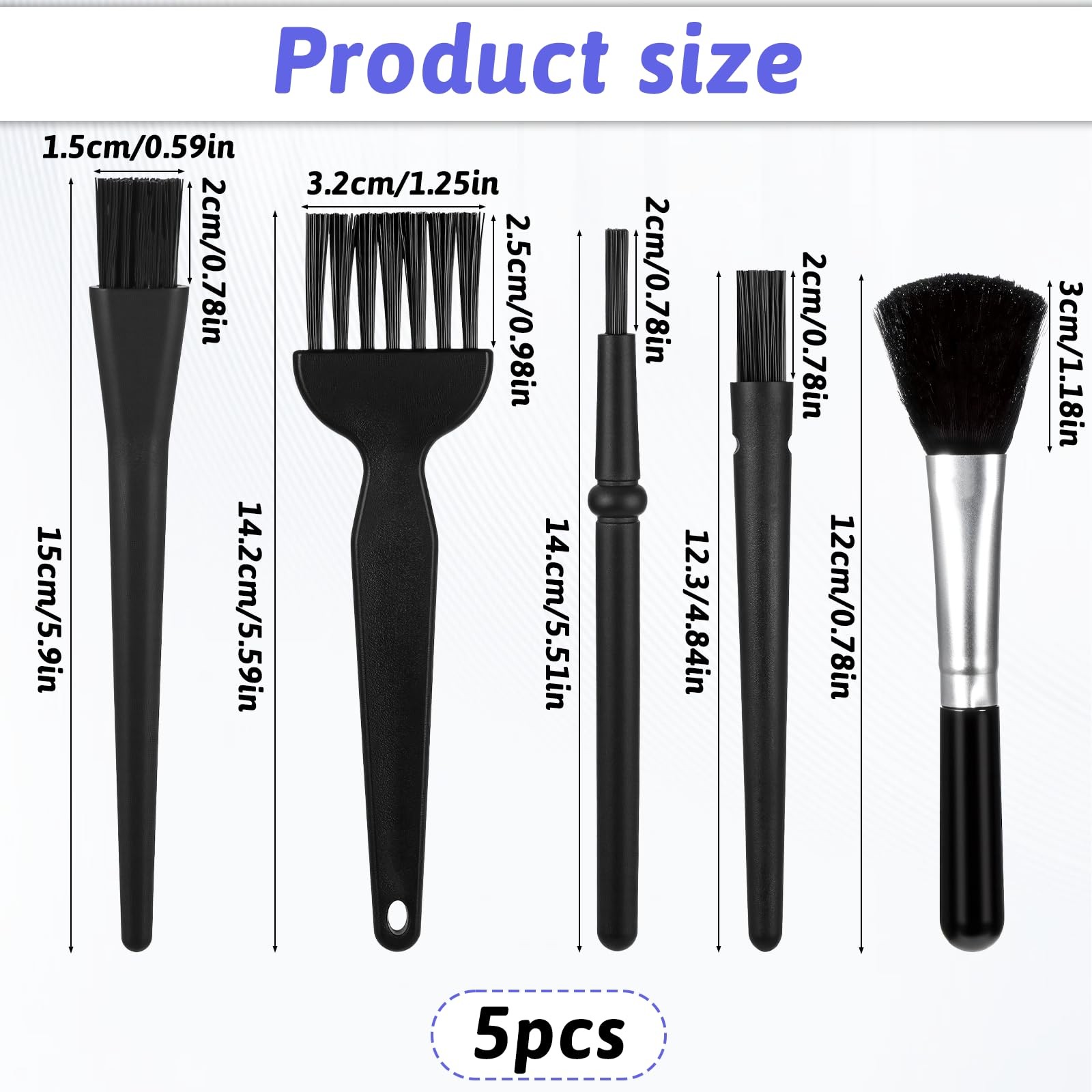 Mini Keyboard Cleaning Brushes Kit, 5 PCS Nylon Anti Static Dusting Brush, El...