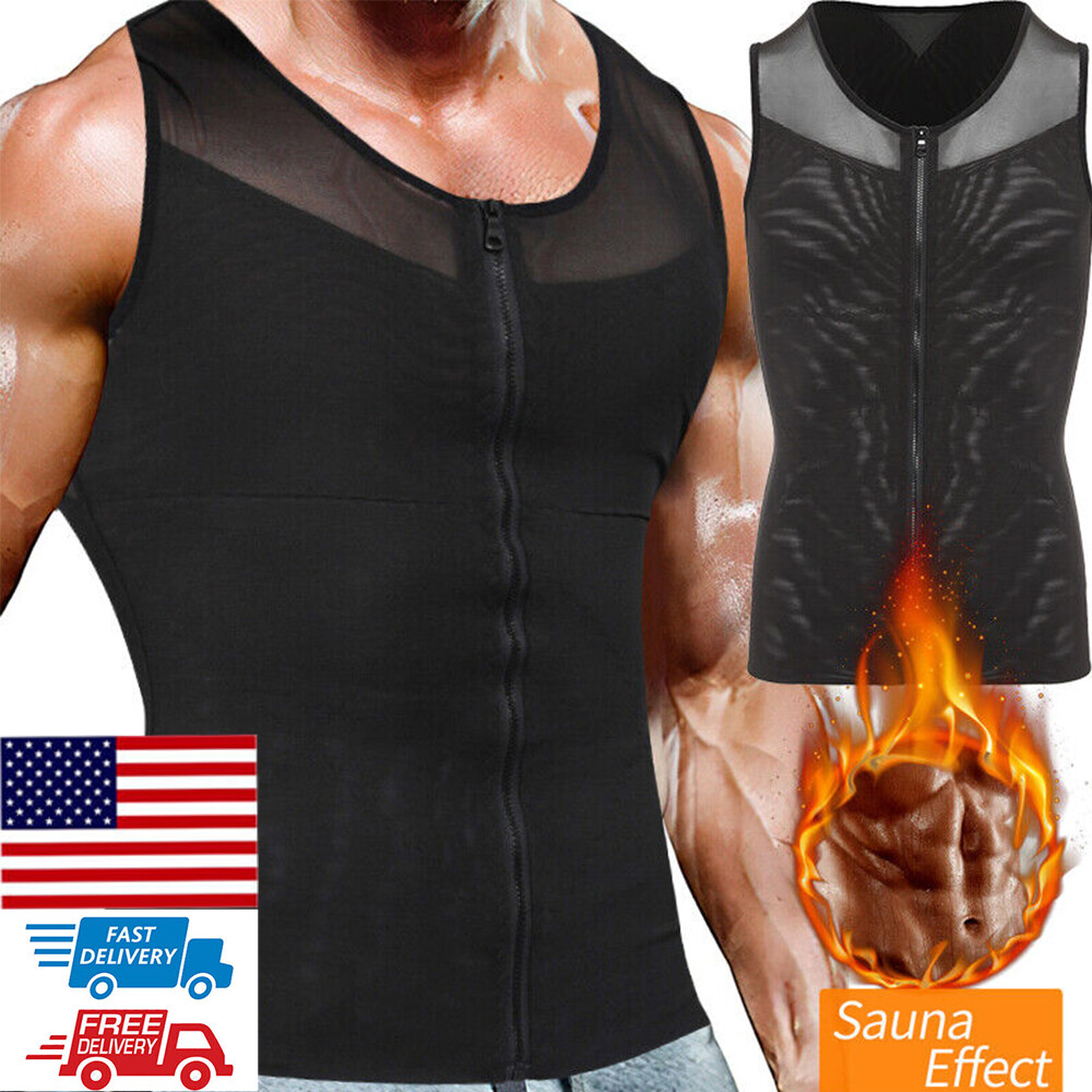 Mens Slimming Body Shaper Vest Chest Compression Shirt Tank Top Abs Abdomen Slim