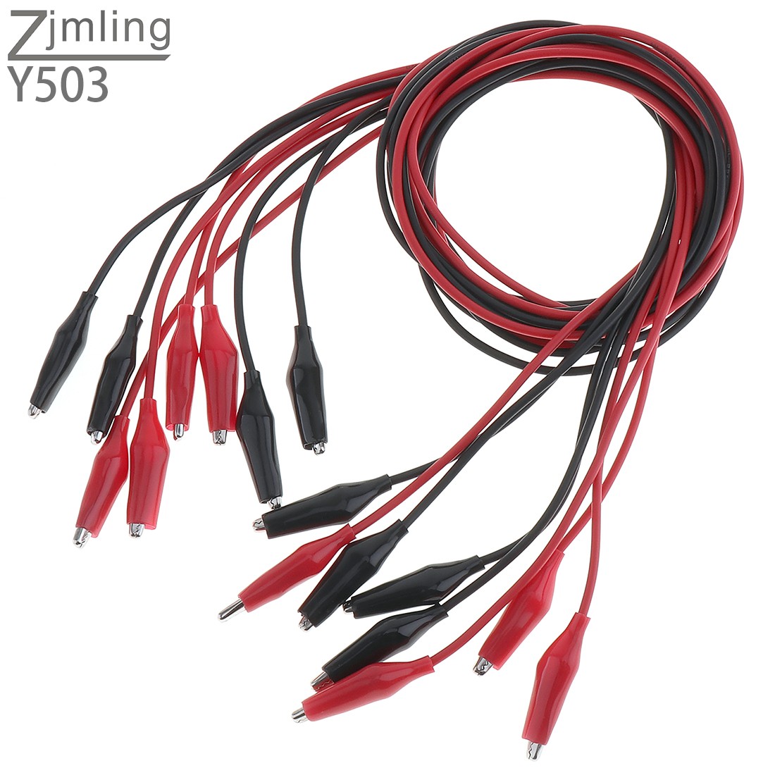 8PCS Double-ended Wire Crocodile Alligator Clips Test Leads Jumper Cable