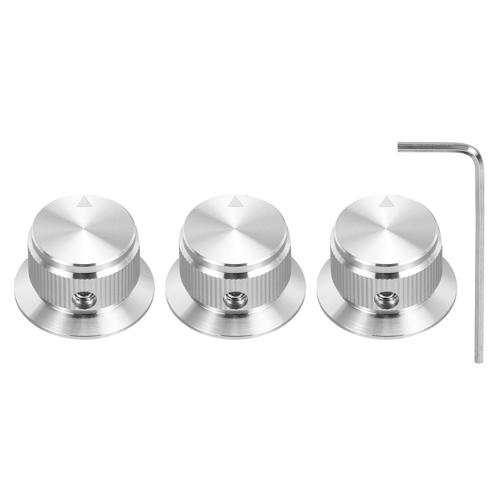 3Pcs Aluminium Potentiometer Knobs 1/4" Volume Tone Control Top Hat Silver