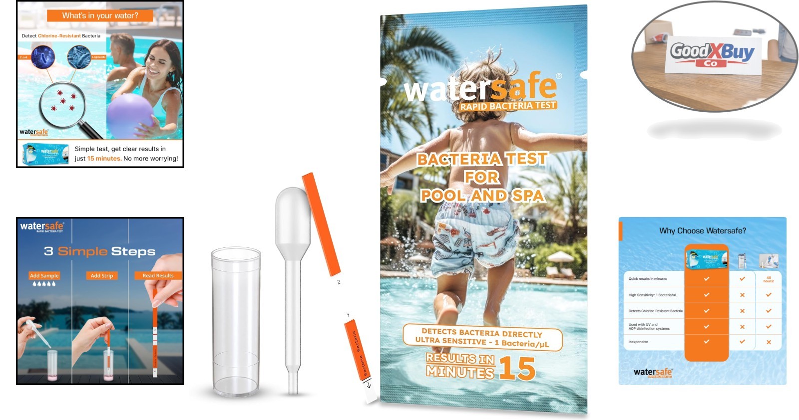 Rapid Bacteria Kit for Pools and Spas - Detects E. coli & Salmonella in 15 Min