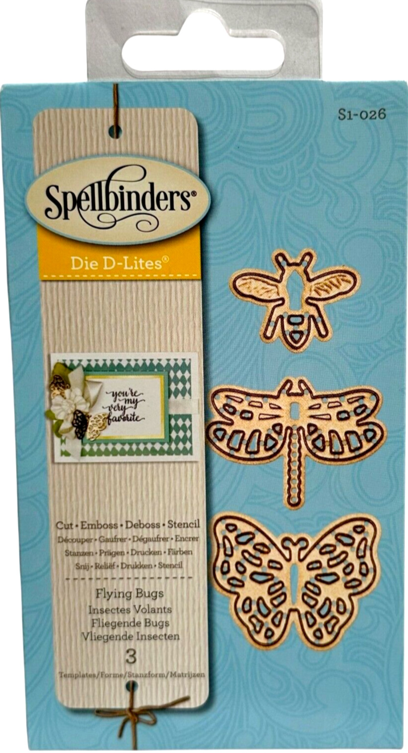 Spellbinders Die D Lites Flying Bugs Paper Cutting Template Bee Fly Dragonfly