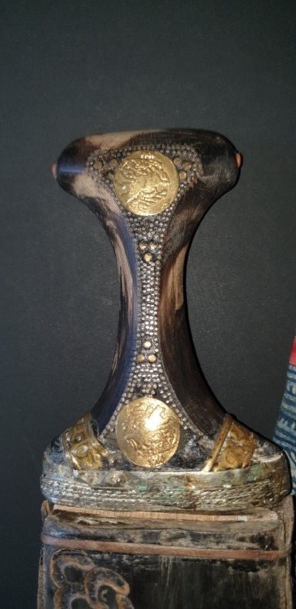 Old Yemeni Jambiya Kanjar or Arabic Dagger Horn Sheath Coins Handle 1914…