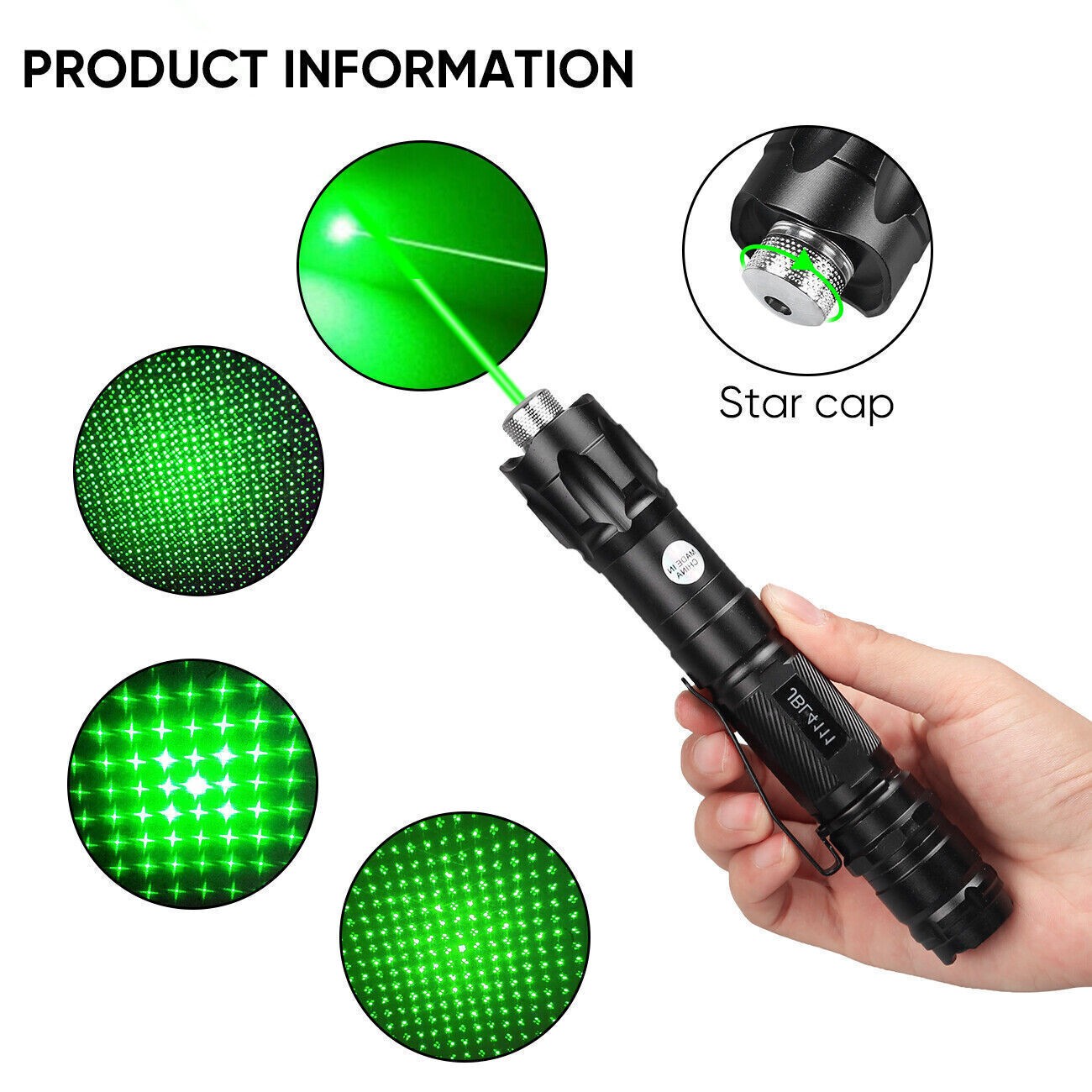 2PCS 6000Mile Green Laser Pointer Flashlight Visible Beam Light + Battery