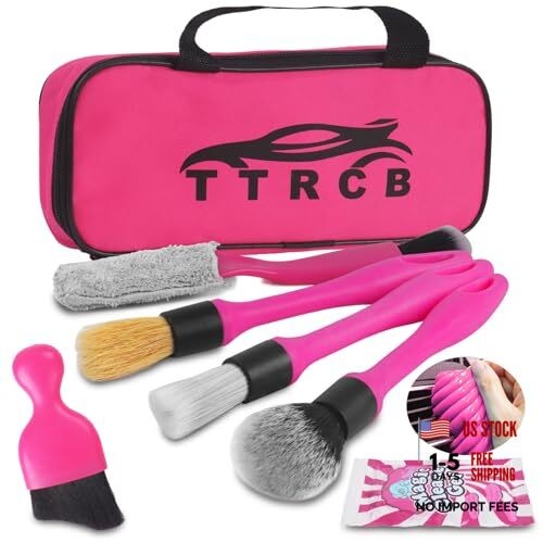 Car Detailing Cleaning Kit Interior Cleaner, Car Detailing Brush Set, Pink