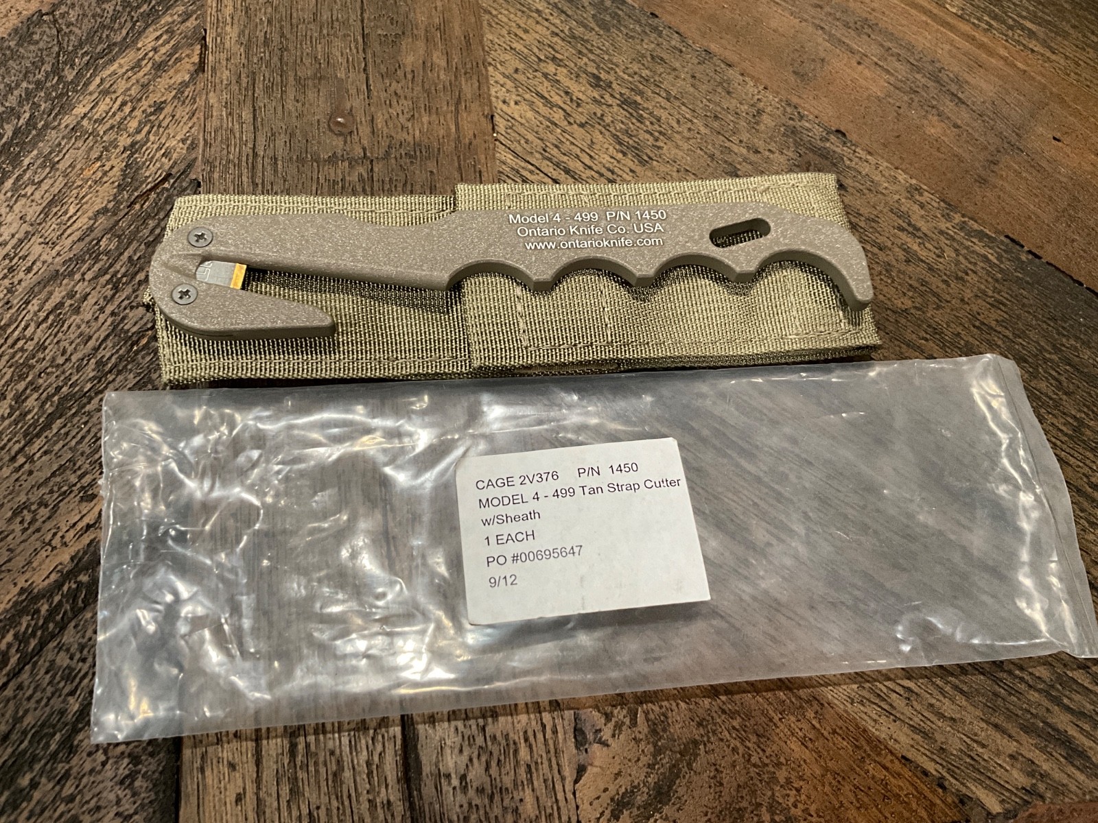 US Military Ontario Knife Model 4-499 Tan Strap Cutter w/Sheath NEW