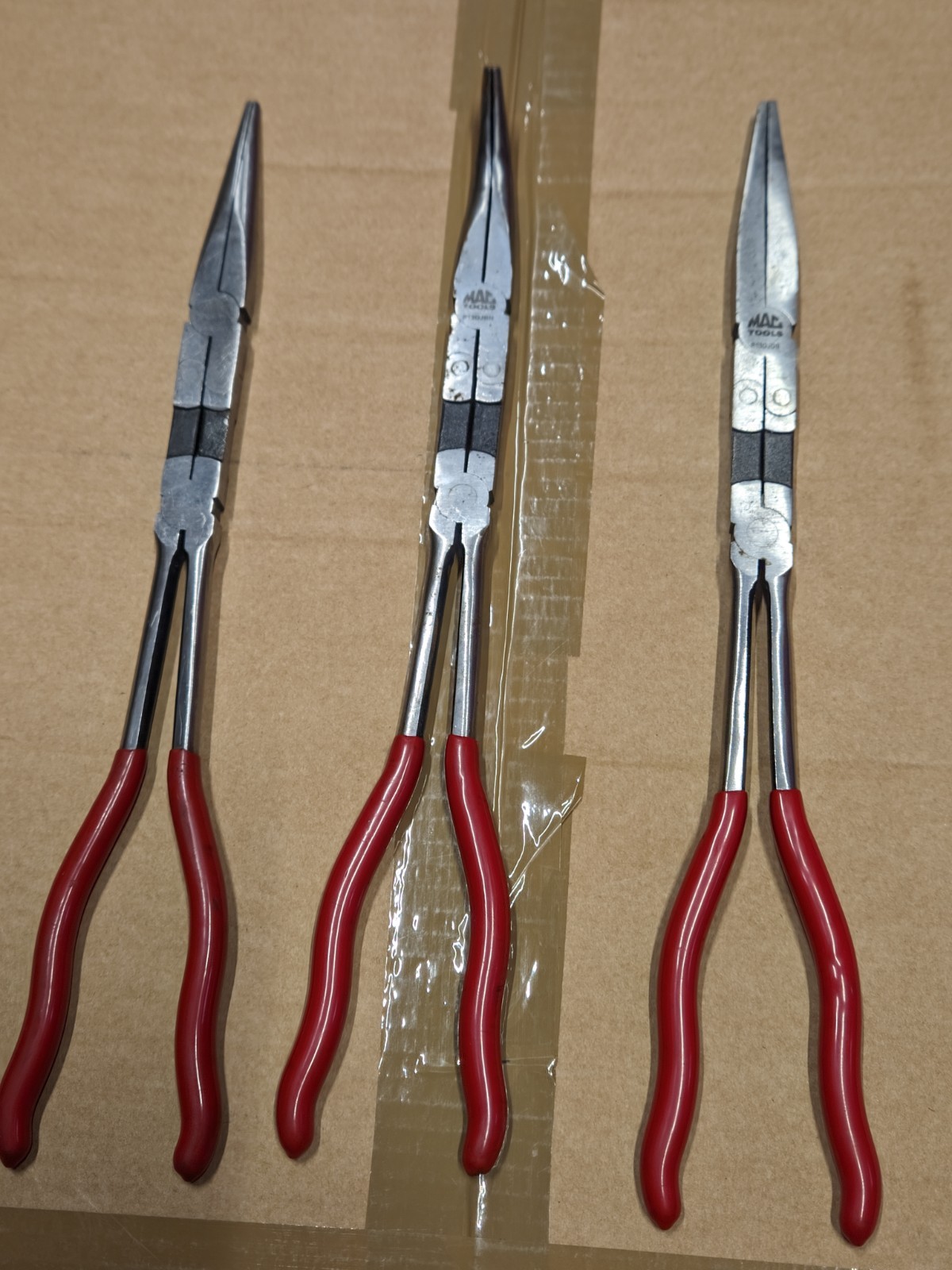 Lot of 3 MAC Tools Long Reach Pliers Needle Nose Duck Straight Bent P13DJDB +