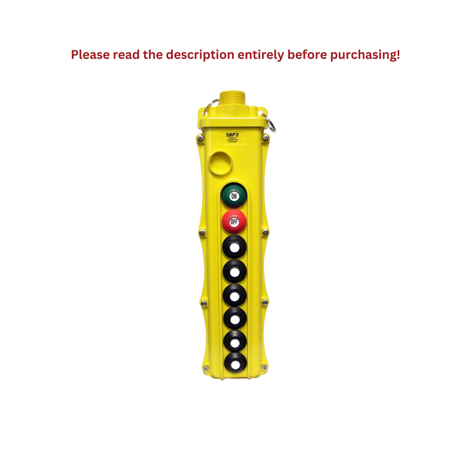 8-BUTTON PENDANT, 6 SINGLE-SPEED SWITCHES WITH MOMENTARY ON/OFF (SBP2-8-WB)