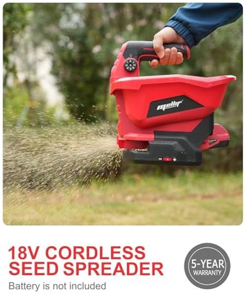 Cordless Handheld Seed Spreader Compatible with Milwaukee 18V Battery Red