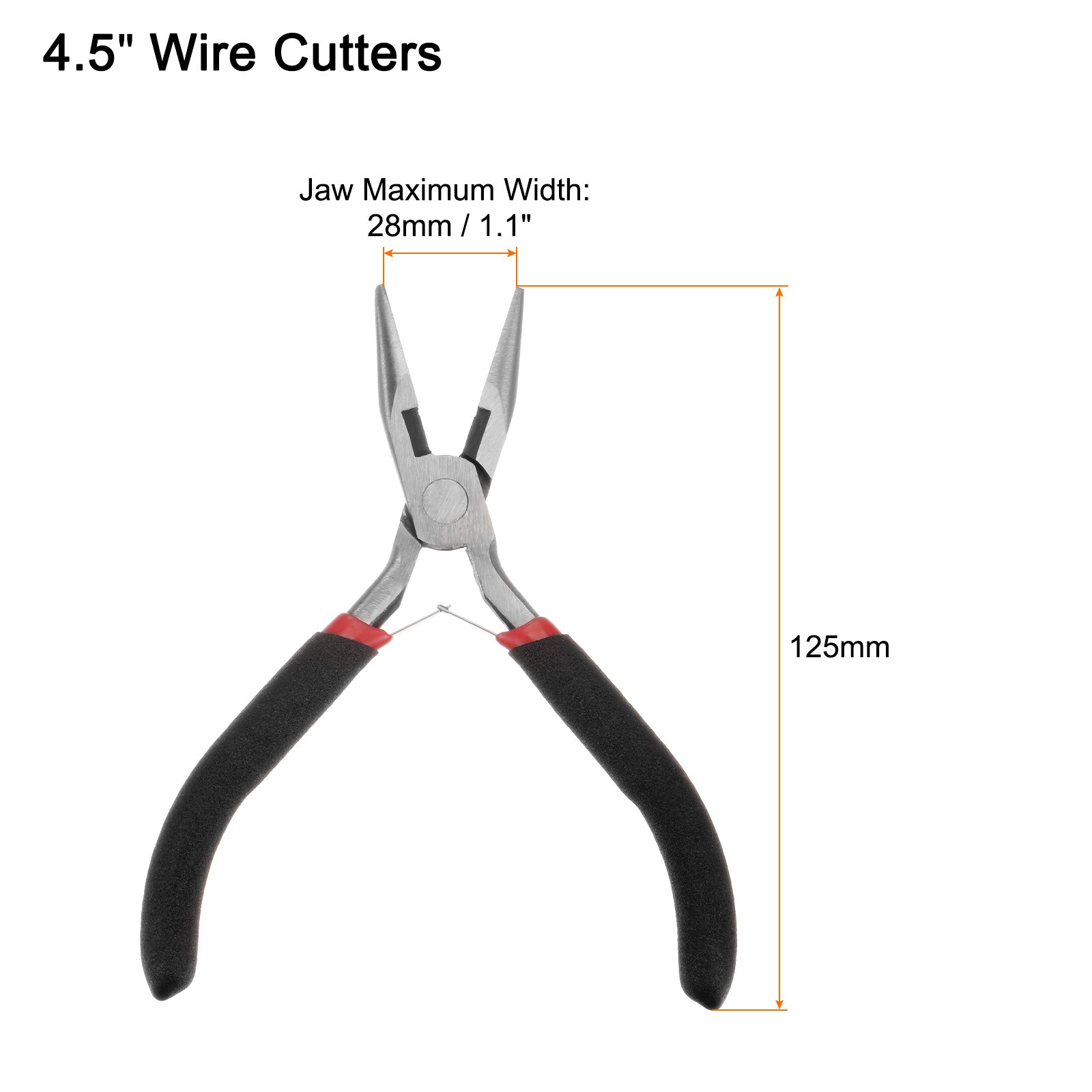 Mini Needle Nose Pliers 4.5" Toothless Precision Plier with Black Handle