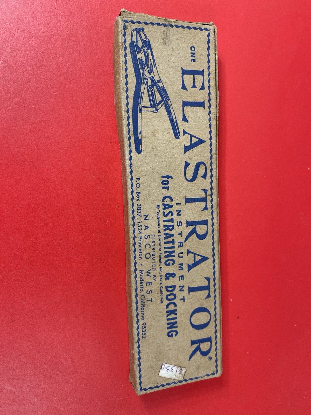 Vintage Elastrator Castration Docking Tool, original box, literature, antique