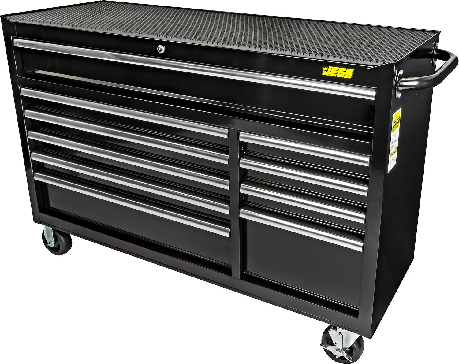JEGS 52 in. 10-Drawer Rolling Tool Cabinet [Black Powder-Coated]