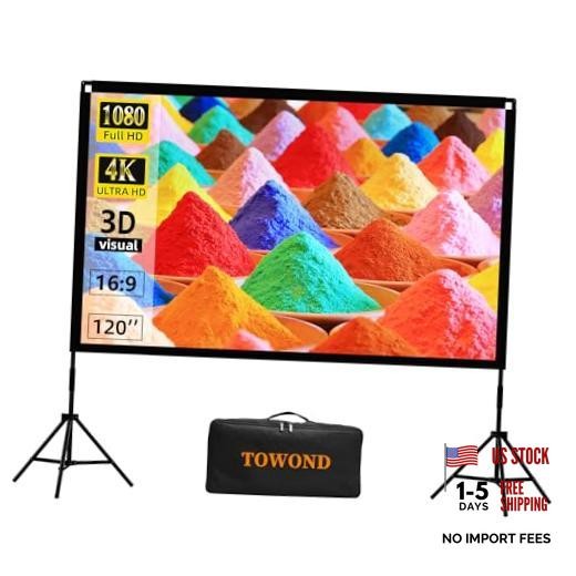 Projector Screen with Stand,  Portable Movie Screen Indoor Outdoor 120 inch