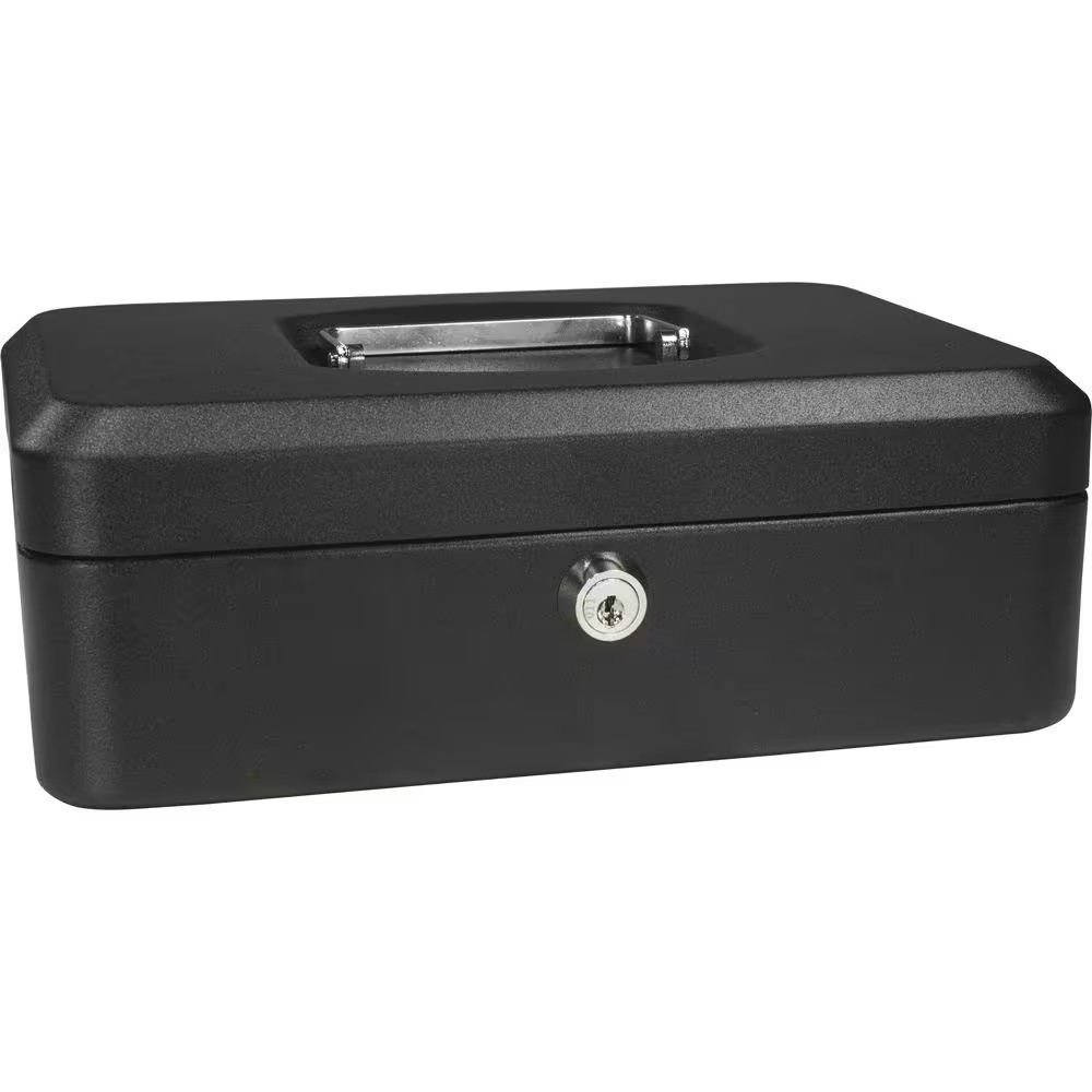 0.05 Cu. Ft. Steel Cash Box Safe with Key Lock, Black