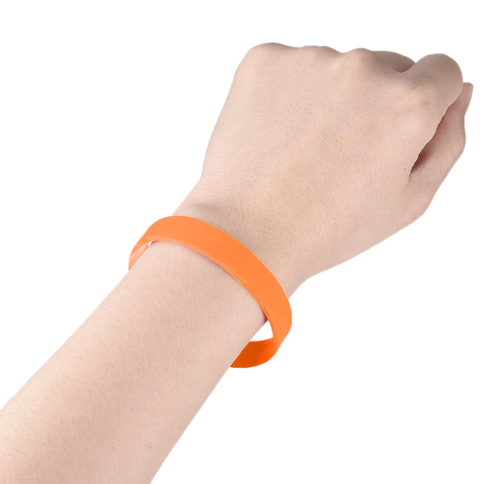 12pcs Plain Silicone Wristbands 8 Inch Circumference 1/2 Inch Width, Orange