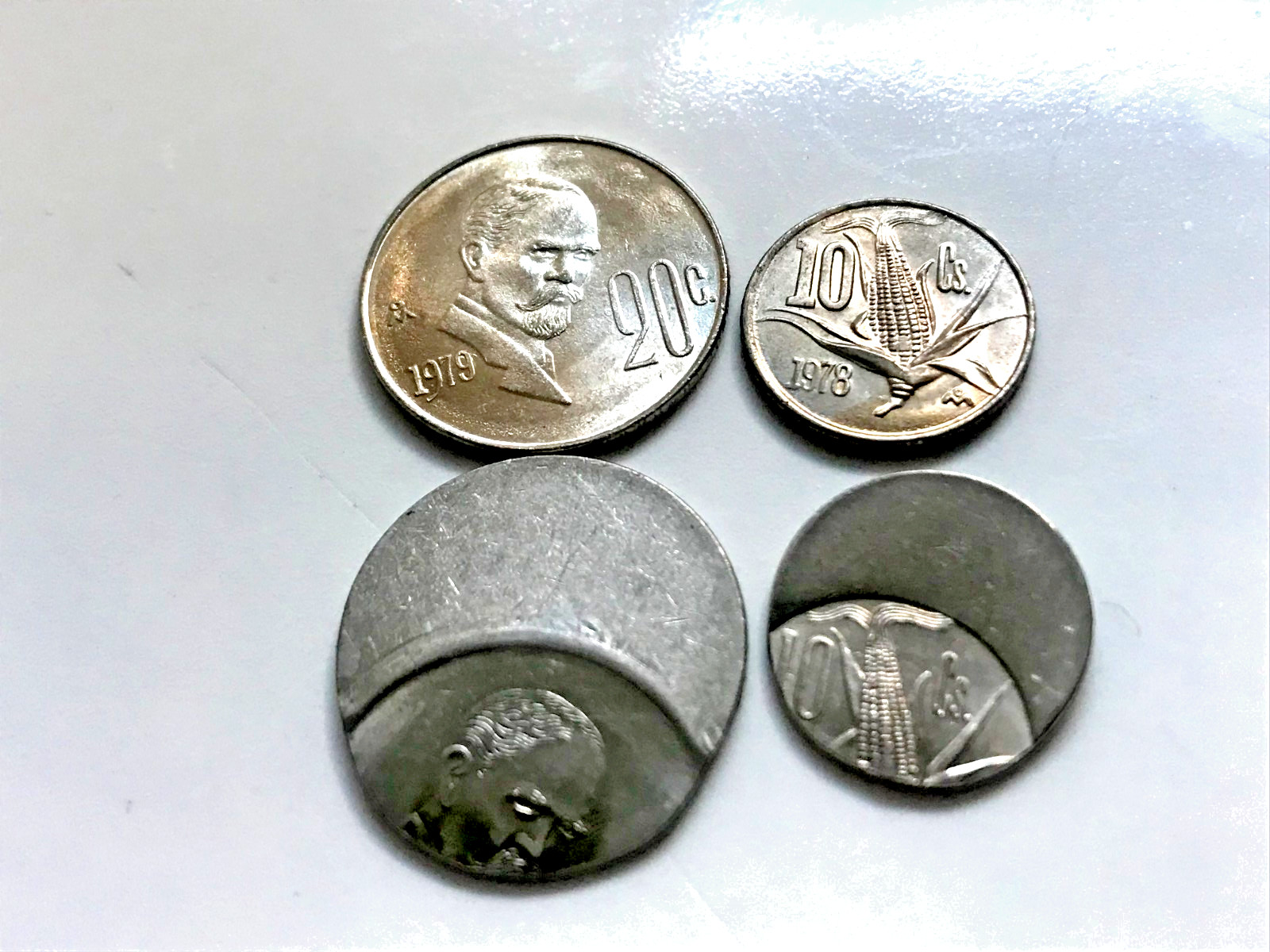 SET OF   Mexico 20/10 CENTAVOS OFF CENTER ERROR #1