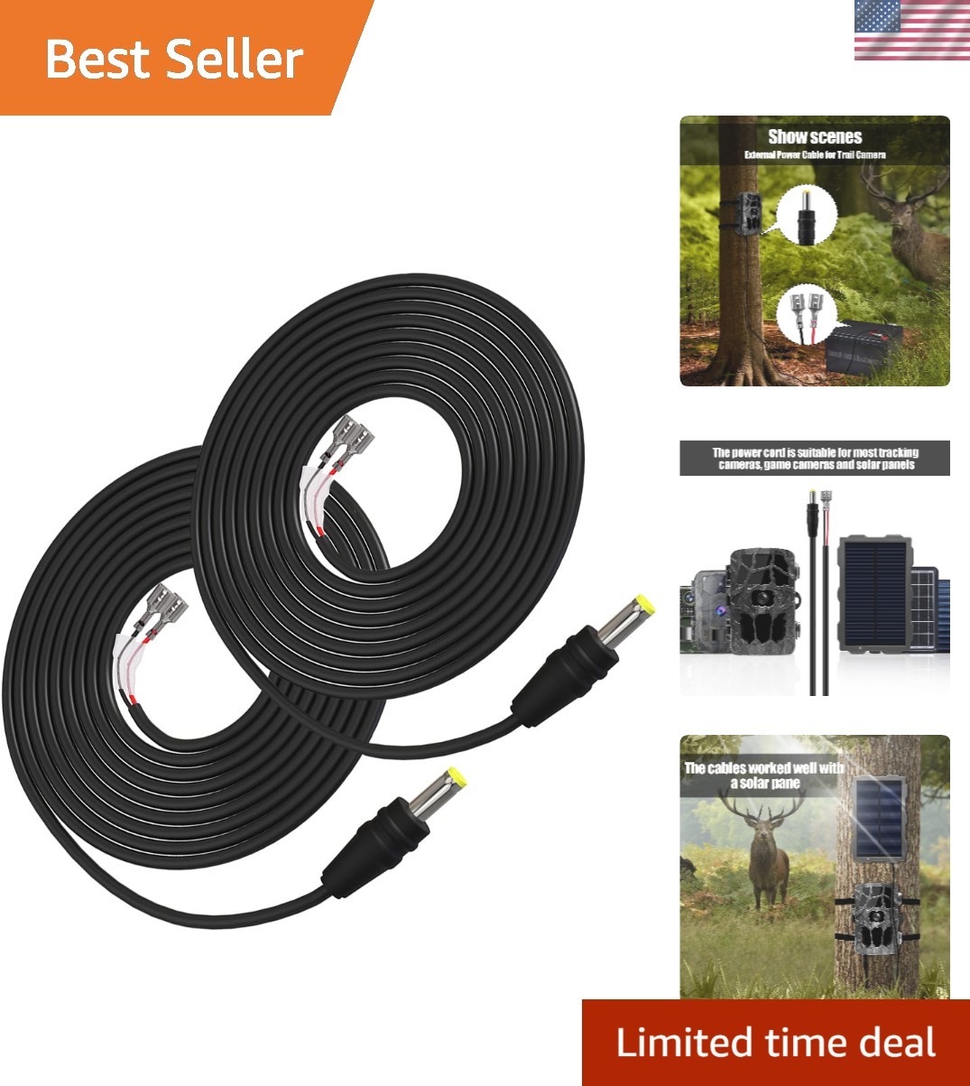 Outdoor-Friendly 2 PCS Trail Camera Power Cables - Waterproof and 79-Inch Length