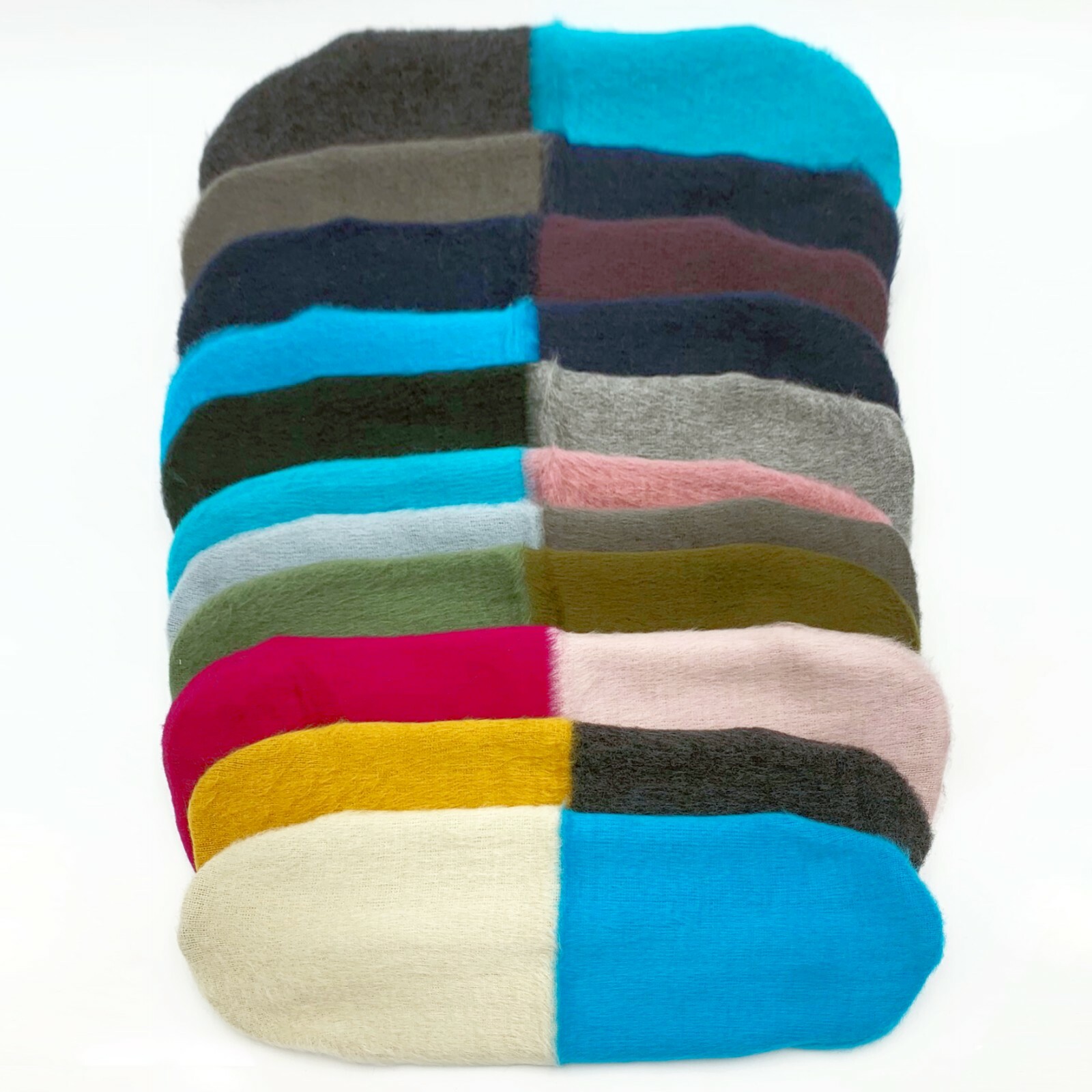 ALPACA WOOL BEANIES brushed reversible colorful unisex Handmade in Ecuador