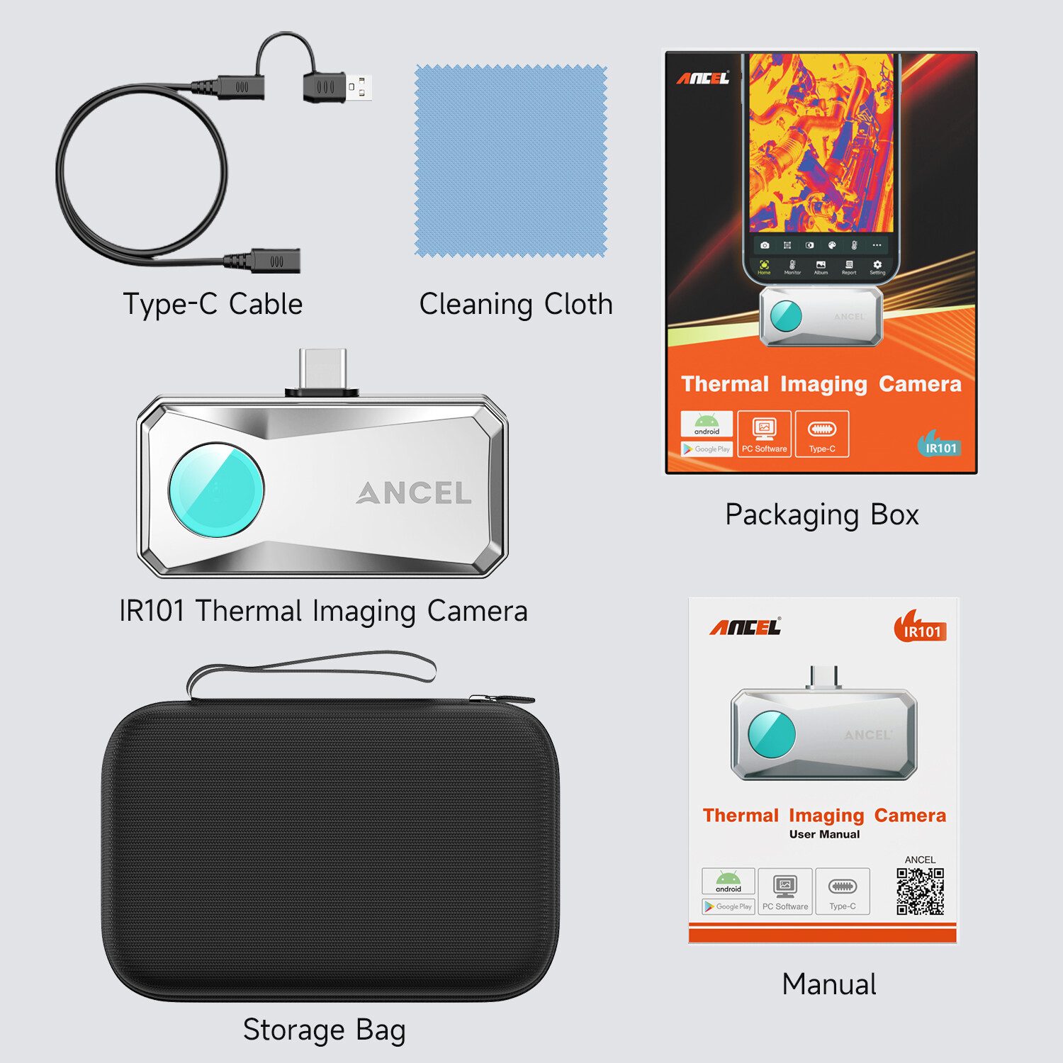 256x192 IR Resolution Rate Thermal imaging Camera Imager for Android Device PC