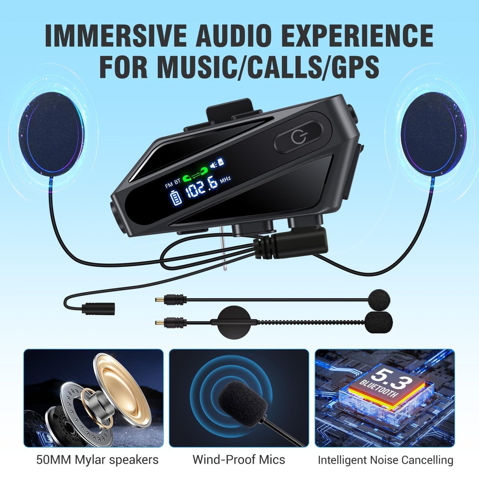 TOUCH TWO C6 Motorcycle Helmet Bluetooth Headset with Noise Cancellation