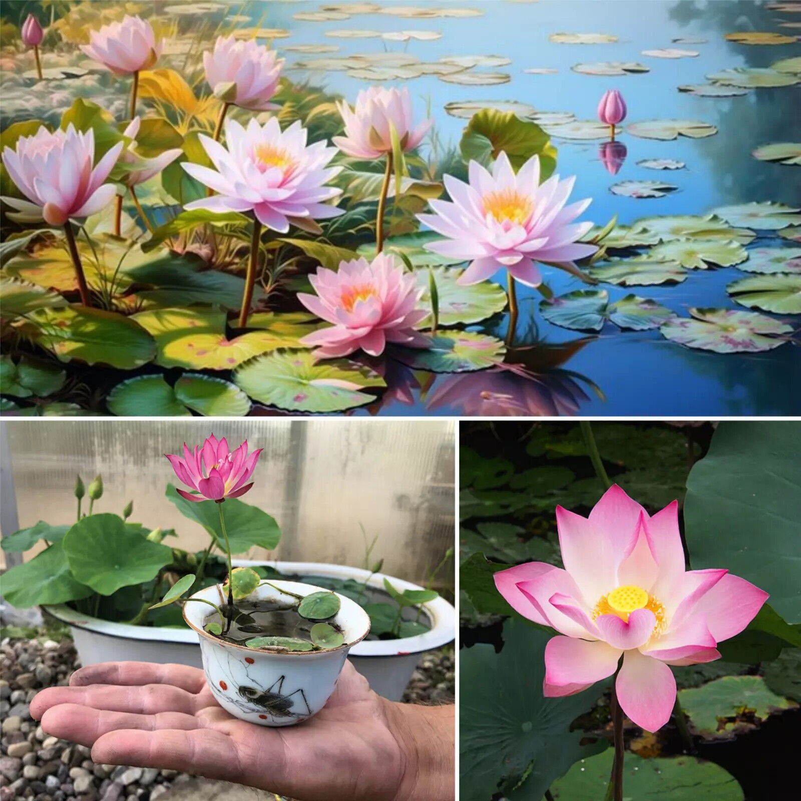 60Pc Seeds Lotus Mix Flower Seed Hand Picked Aquatic Plants Water Garden Seeds@