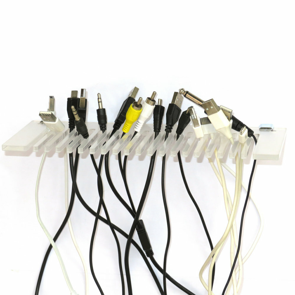 Acrylic Wall Mountable Cable Hanger and Organizer ;Ranges from 3-5mm Spaces