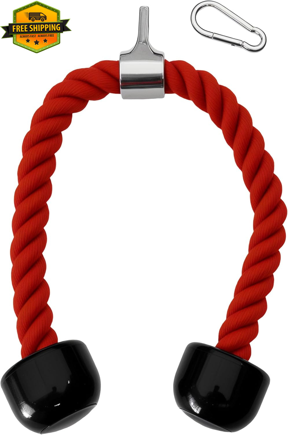 Heavy Tricep Rope Cable Machine Attachment LAT Pulldown Gym Handle w/ Carabiner