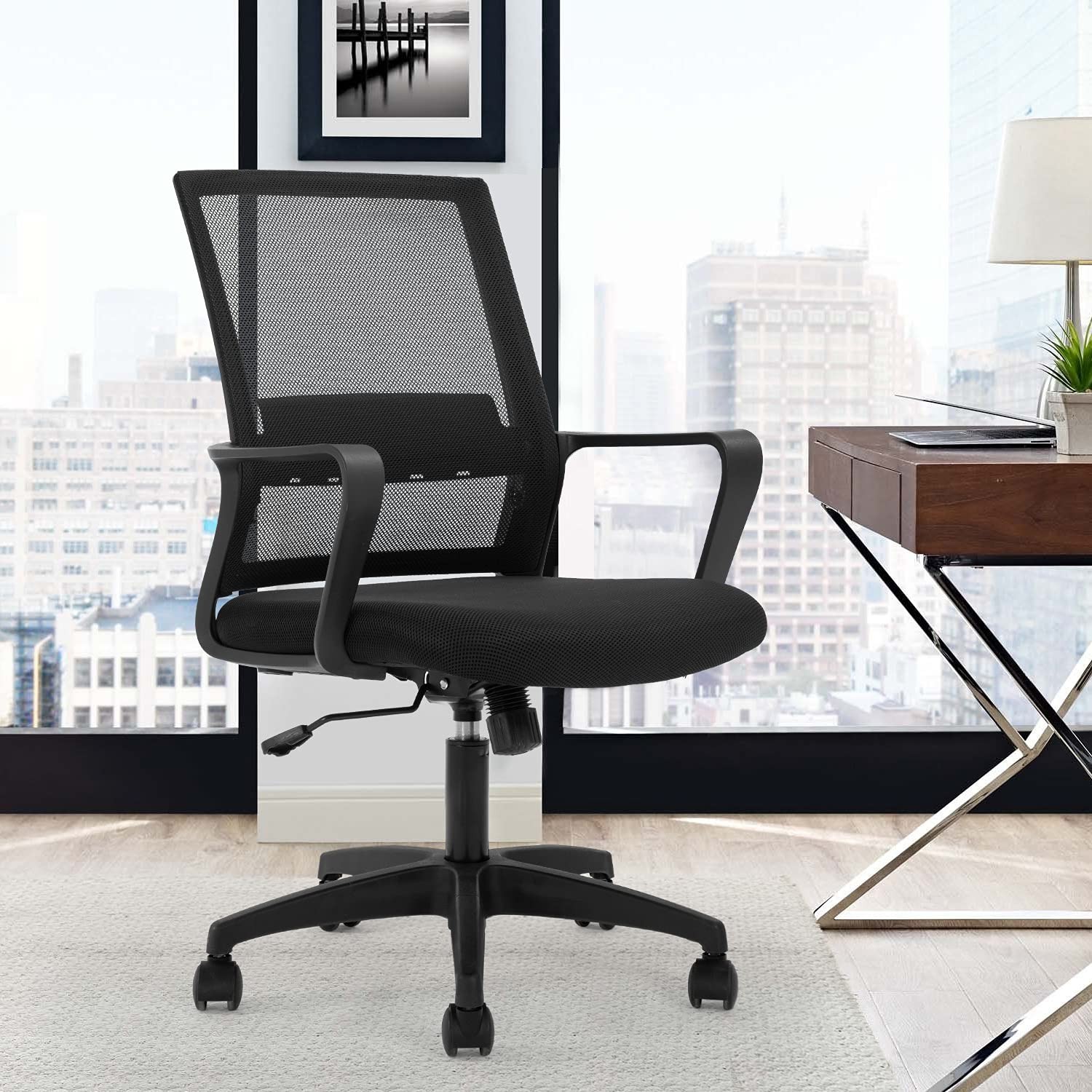 Ergonomic Office Chair Mid Back Mesh with Armrests
