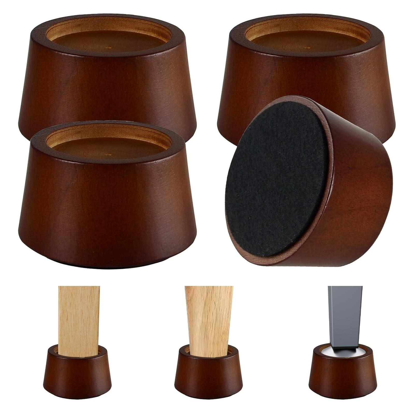 Furniture Raisers Bed Risers - 2 Inch Wooden Circle Heavy Duty Furniture Height