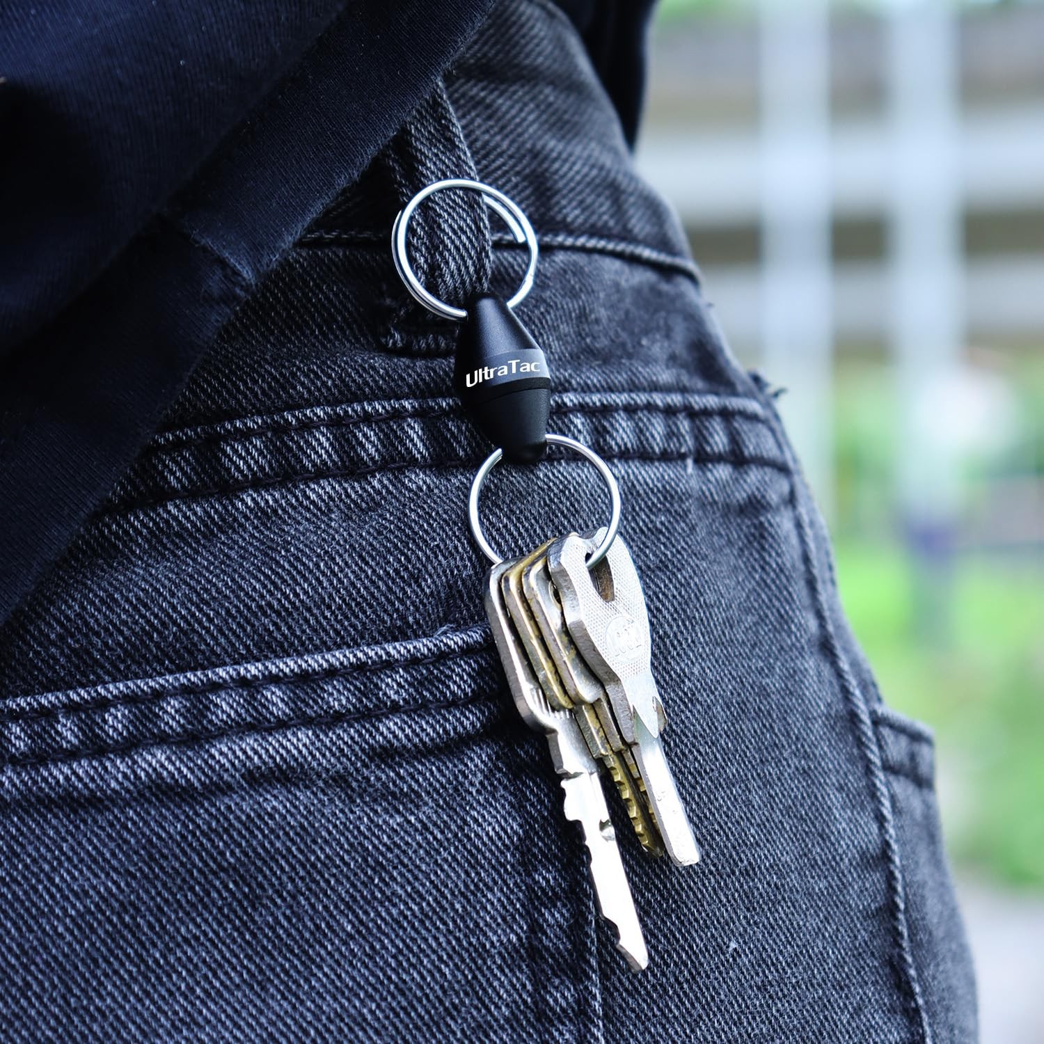 UltraTac Quick Release Keychain for Men, Secure Small, Black + Carabiner