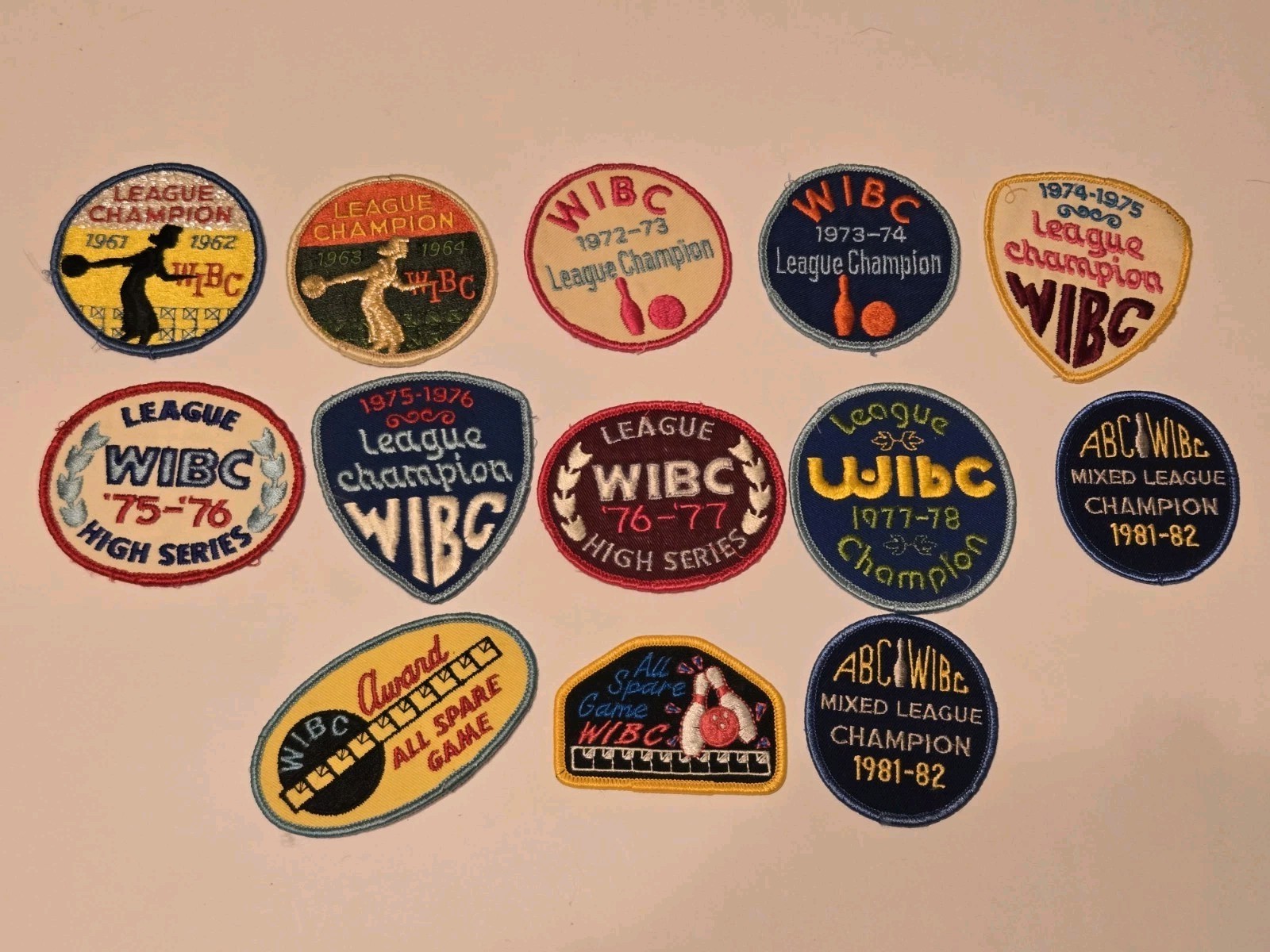 Vintage Bowling Patches WIBC League Champion 1960s-1980s Lot Of 13