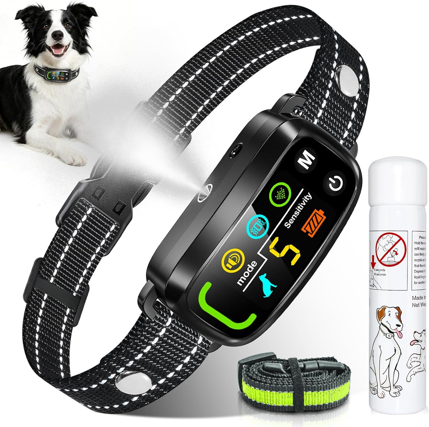 Citronella Bark Collar for Dogs, 5 Training Modes & Levels, 1 Spray Refill | ant