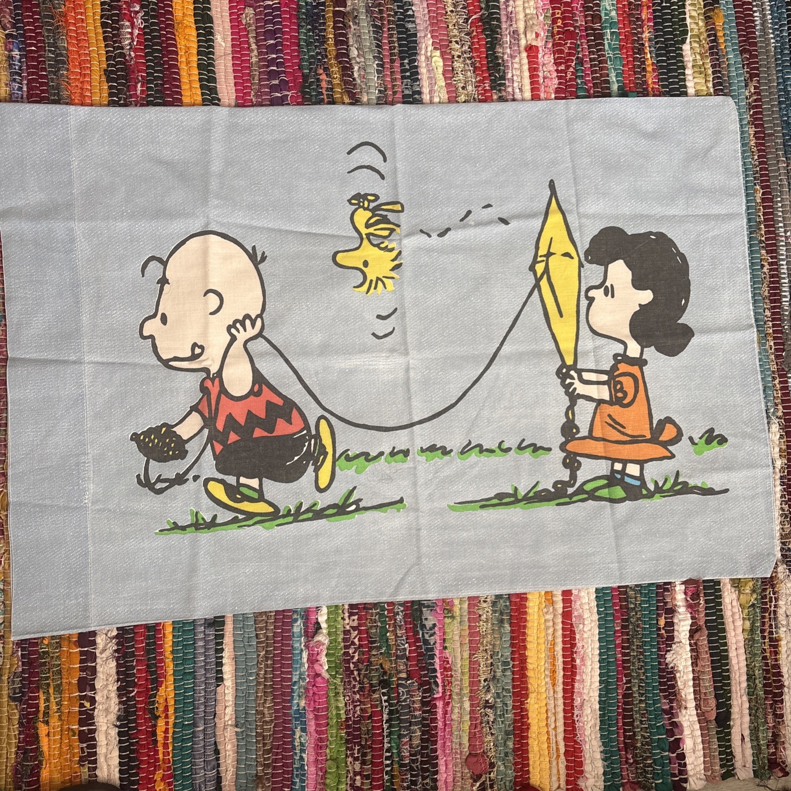 Vintage Charlie Brown Standard Pillowcase- Peanuts- Light Blue Pillow Sham