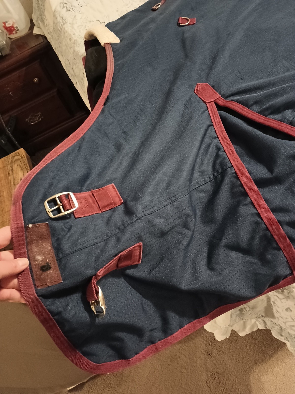 Ozark Leather Blue/Red Winter Horse Blanket 80"